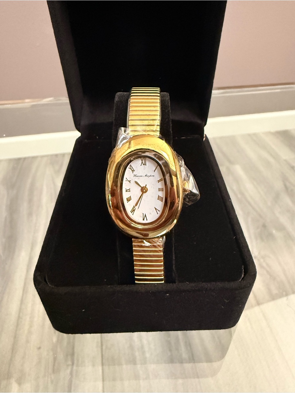 Heaven Mayhem Gold-Tone Women's Oval Bracelet Watch - Classic Roman Dial